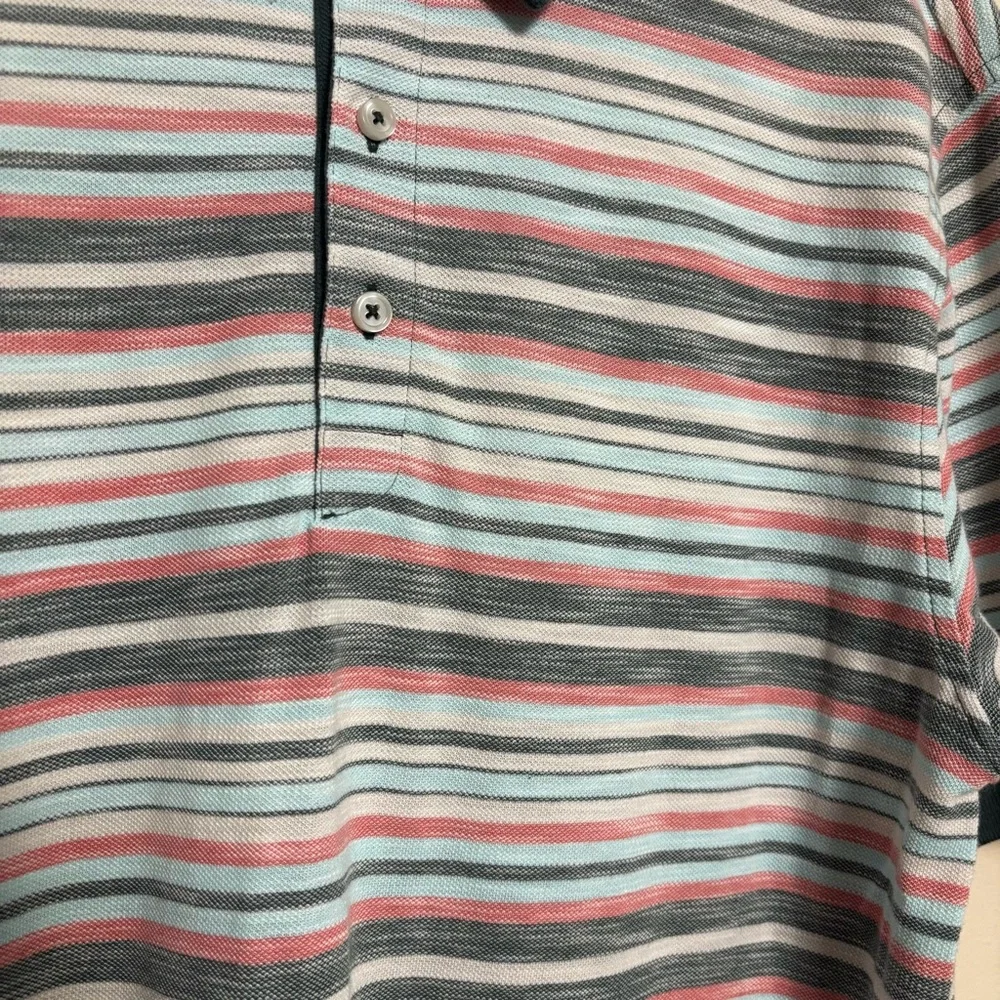 Linksoul Men’s Shirt 100% Luxury Cotton Collared Green Pink Stripe‎ Size Medium